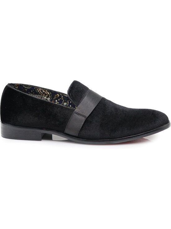 Alberto Feilini Men\'s Black Vintage Velvet Loafer Tuxedo Slip On Formal Shoes main image 5